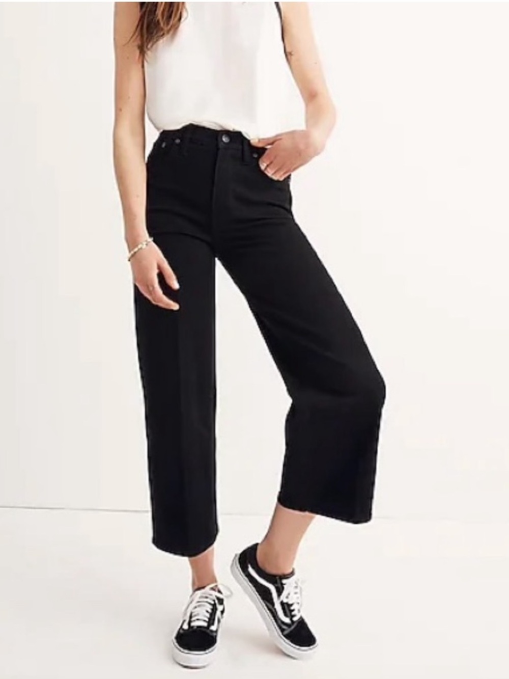 Madewell Black High-Rise Wide Crop Jeans